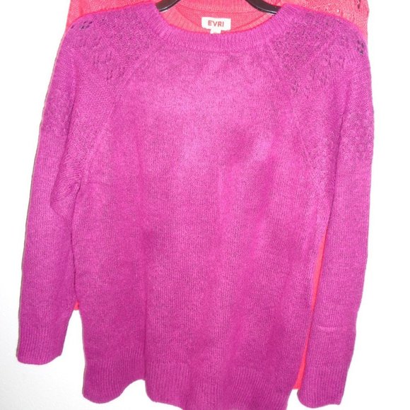 Evri Plus Size Crewneck Pointelle Sweaters Size 1X NWT Bundle of 2 - Picture 11 of 11